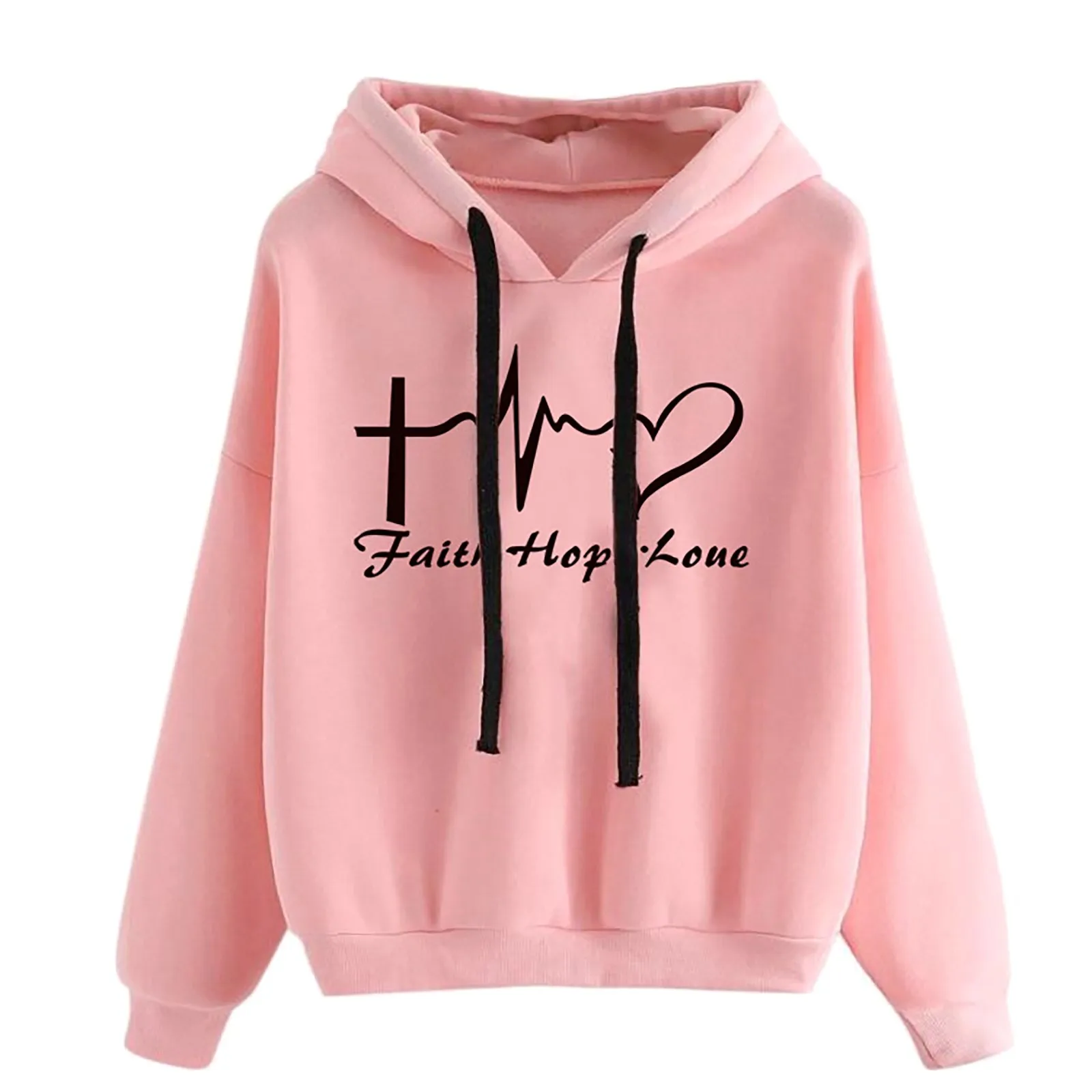 Women Autumn Winter Hoodie Sweatshirt Pullover Tops Long Sleeved letter heart print oversized hoodies sweatshirts Harajuku