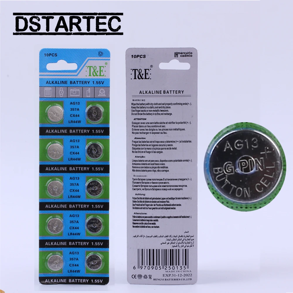 10 шт. Кнопочная батарейка 1,55 В AG13 LR44 L1154 SR47 SG13 SR1154 SP76 пила SR44 G13A G13 AG 13 щелочная монетная батарейка.
