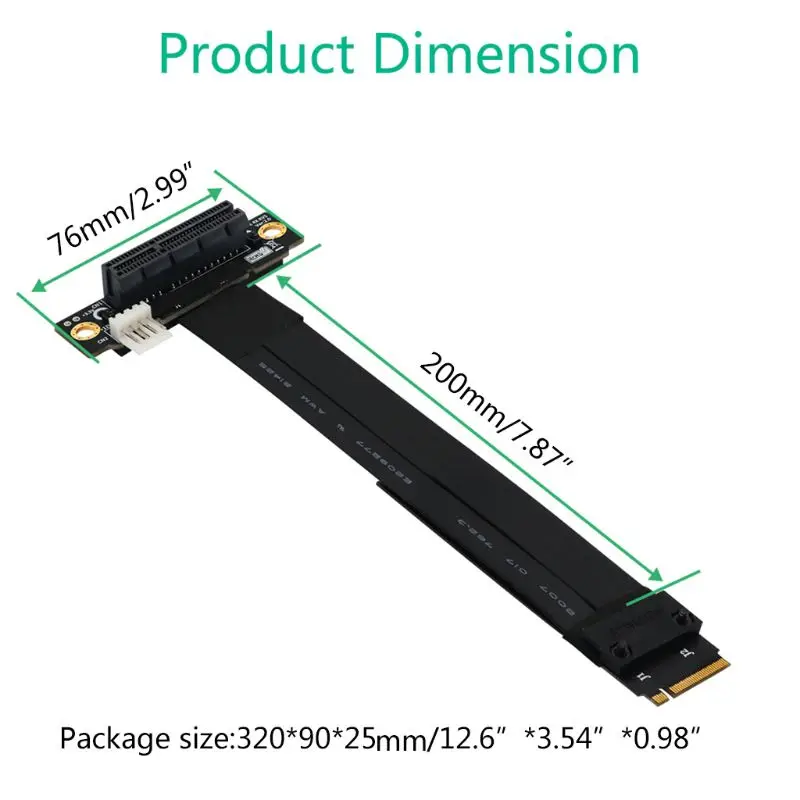 

Riser PCIe x4 3.0 PCI-E 4x To M.2 NVMe M Key 2280 Riser Card Gen3.0 Cable M2 Key-M PCI-Express Extension cord 32G/bps