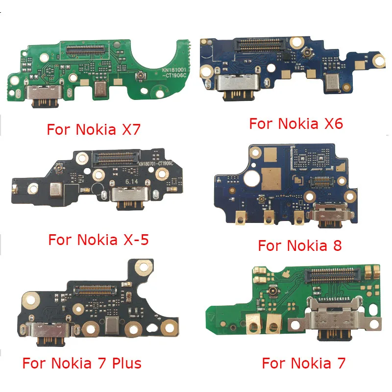 USB порт для зарядки док разъем плата гибкий кабель с микрофоном Nokia 3 2 5 6 7 Plus 8 X5 X6