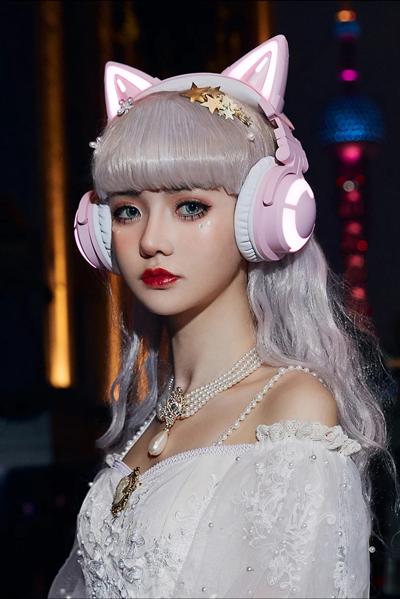 

Cat Ear Machine 3S Headset Bluetooth Wireless Cute Girl Fire Line Girl Same Anchor E-Sports Cute Cat Ear Headset