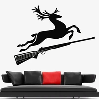 nature wall stickers office art decor hunting hobby wild deer rifle hunter animal vinyl wall decal living room decorative z257