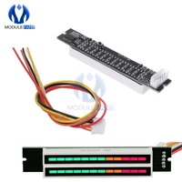 mini double dual 12 bit led music level indicator module adjustable light speed vu meter stereo amplifier board with agc mode