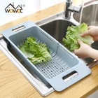 Регулируемая сушилка для посуды WOWCC, сливная корзина для раковины, пластиковая сушилка для мытья овощей и фруктов, органайзер для кухонных аксессуаров