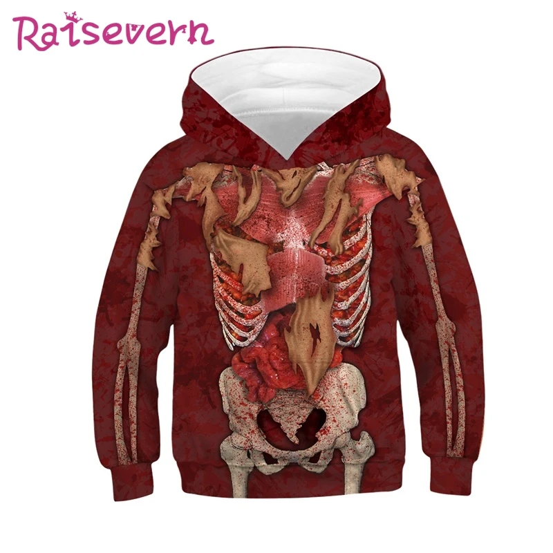 Толстовки с капюшоном для мальчиков и девочек на Хэллоуин детская толстовка