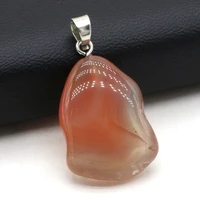 natural gem stone red agate irregular shape pendant handmade crafts diy charm necklace jewelry accessories gift making for woman