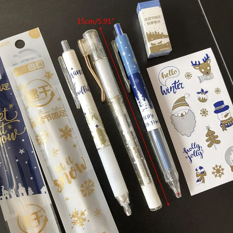 

1 Set Kawaii Ice Festival Gel Pen Pencil Eraser Sticker Refill Black Ink Office School Supplies