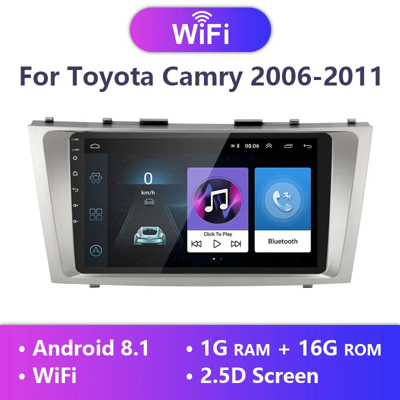 " 2 Din 2G+ 32G ips Android 8,1 автомобильный Радио Мультимедиа Видео плеер для Toyota Camry 7 XV 40 50 2006-2011 gps навигация+ рамка - Цвет: Wifi Android player
