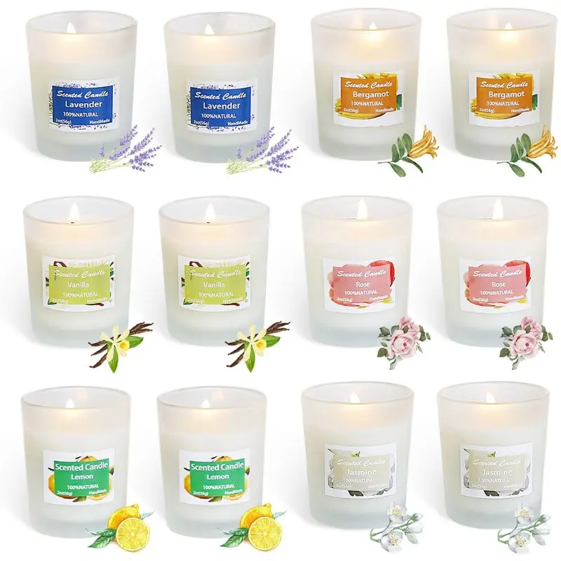 

Scented Candles Gifts Set for Women, Natural Soy Wax, Portable Glass Candles 203C