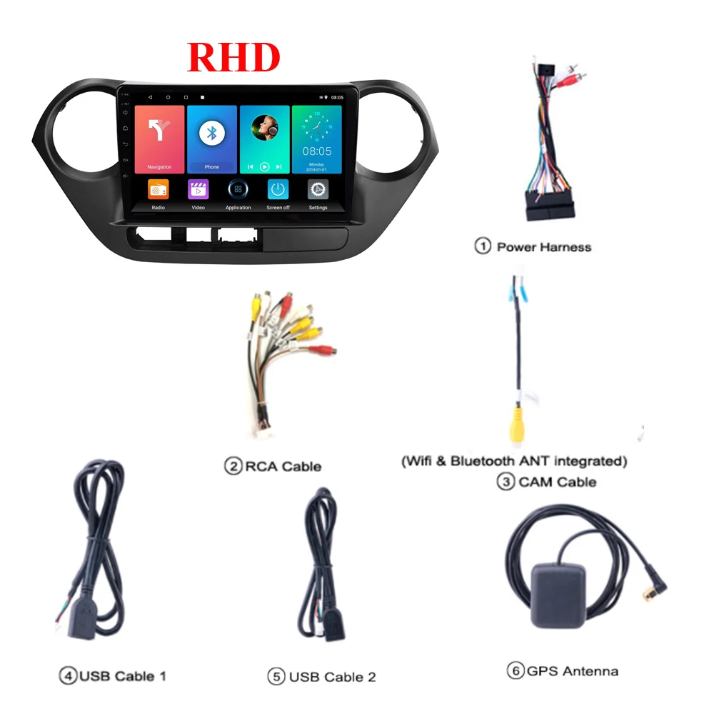 Для Hyundai Grand I10 2014 2015 2016 2017 2 Din 9 &quotAndroid автомобильный мультимедийный плеер WIFI GPS