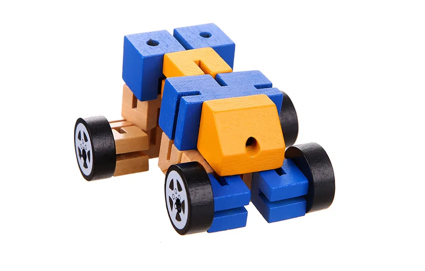 

Hot Selling DIY Children's Educational Deformation Wooden Car Stall Toy Multi-Function Deformation Robot