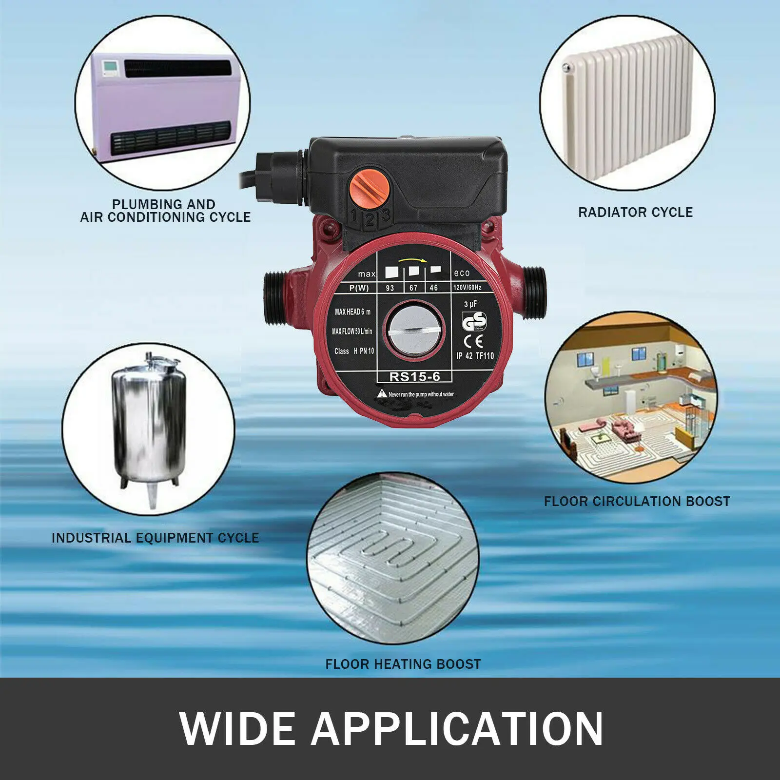

NPT 3/4'' Circulation Pump 110-120V Cold & Hot Water Circulating Pump,3-Speed