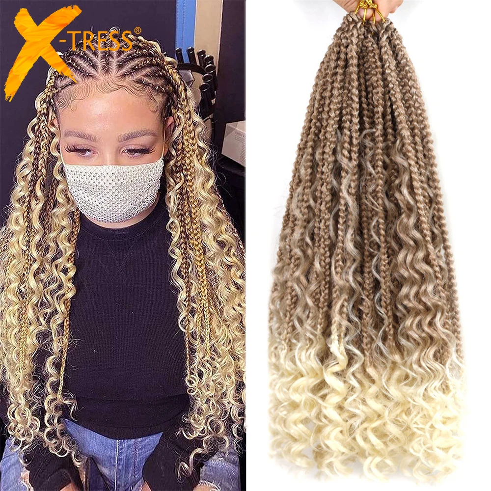

Goddess Box Braid Crochet Hair Extensions For Women Pre Looped Low Temperature Hot Water Setting Synthetic Braiding Hair X-TRESS