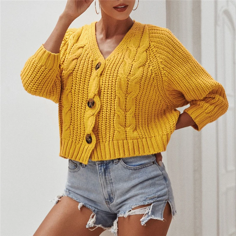 Женский Укороченный кардиган красный вязаный свитер в уличном стиле свободный