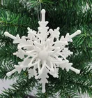 5 шт. 12 см большая рождественская подвеска 3D Снежинка белая пластиковая блестящая Рождественская елка подвесные украшения домашний декор