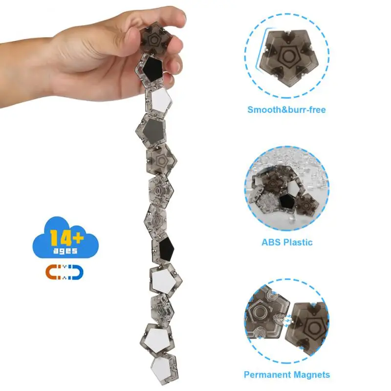 

Magnetic Puzzle Stress Relief Ball Stackable Fidget Sphere Pentagons Fun Desk Toy Adults Kids Decompression Transformation Toy