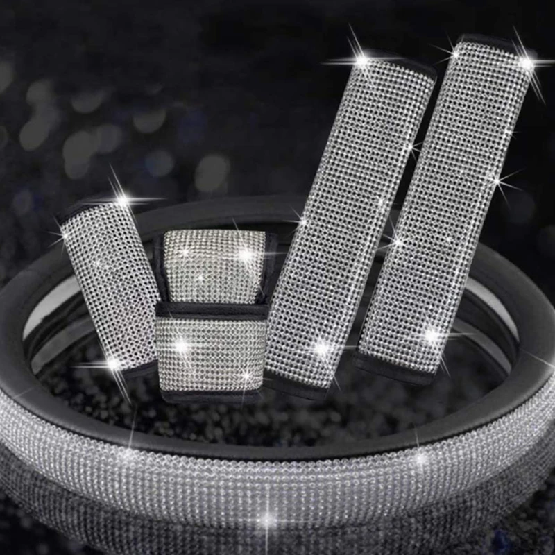 

Bling Steering wheel cover Glass Rhinestone Sticker Sheet Crystal Diamond Car Steering Wheel Covers Car Interior Accessories