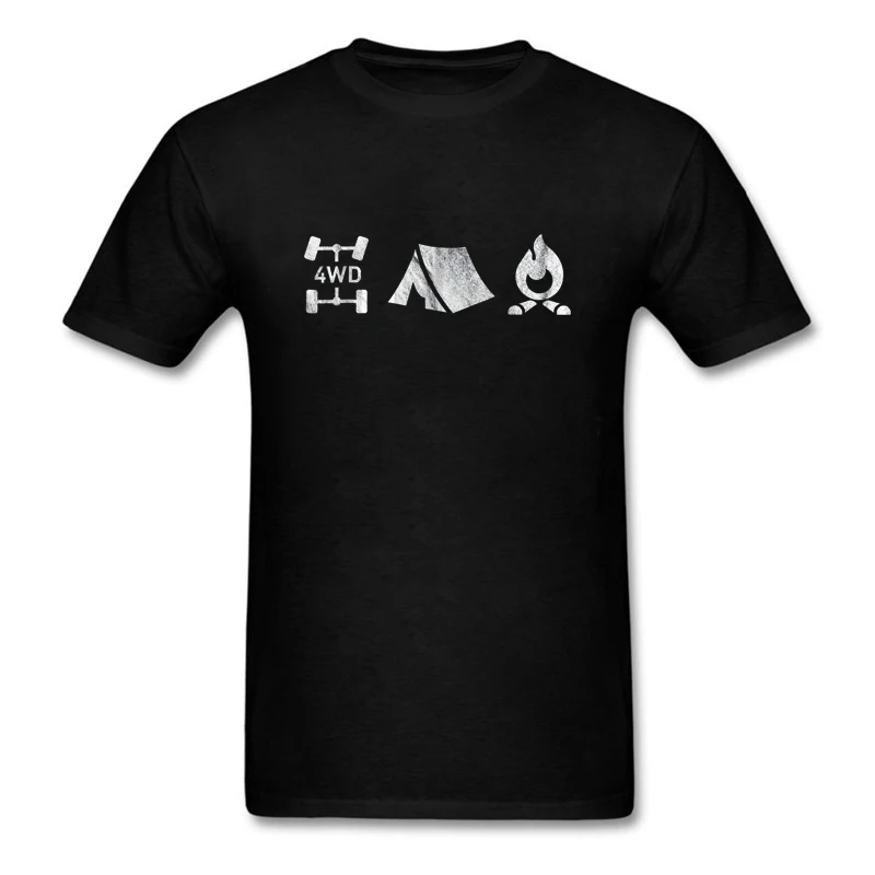 

4WD Overland Explorer Tee 4x4 Tent Camp Fire T-Shirt-Men's T-Shirt-Black