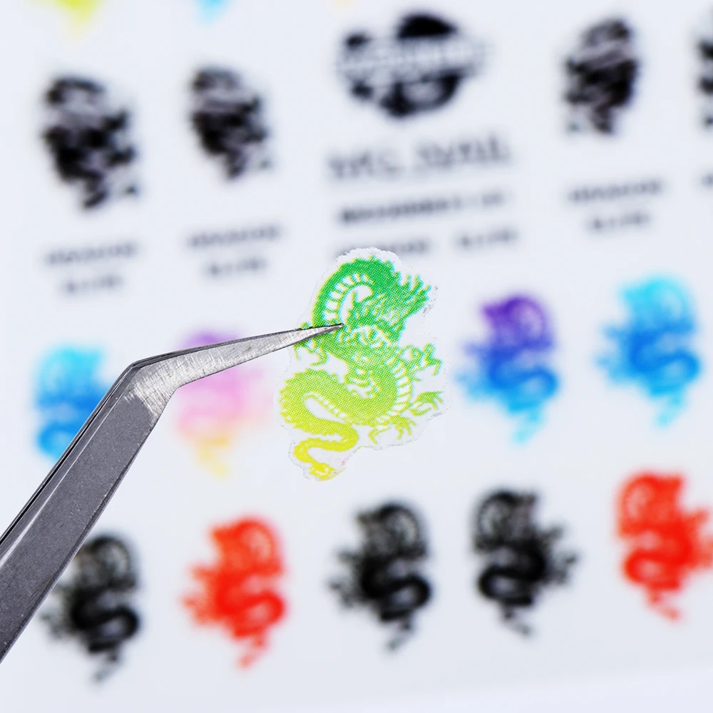 1 лист 3D наклейки для ногтей красные черные драконы дизайн на заднюю панель