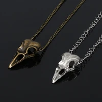 punk raven skull pendant necklace alloy crow silver color bronze crow gothic necklace for men jewerly gifts