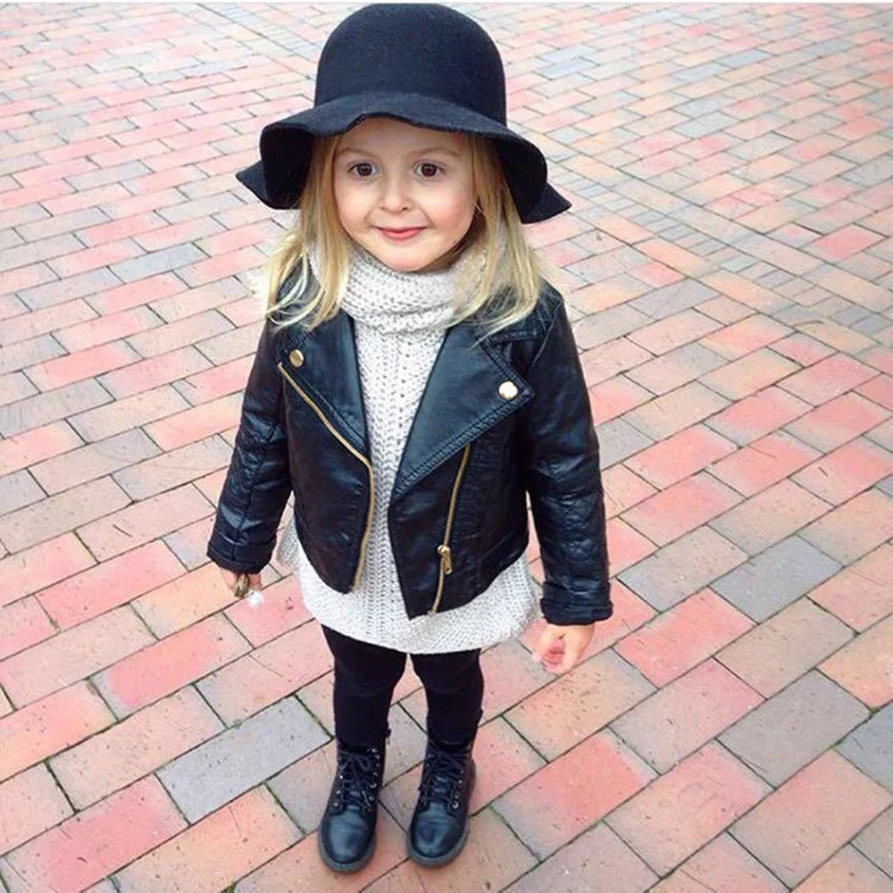 

Autumn Winter Girl Boy Kids Baby Outwear Leather Coat Short Clothes jaqueta de couro casaco infantil jaqueta roupas infantis new