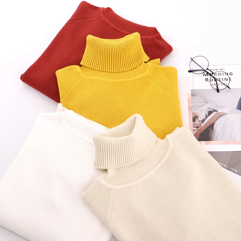 Женский плотный свитер с отложным воротником в Корейском стиле однотонный