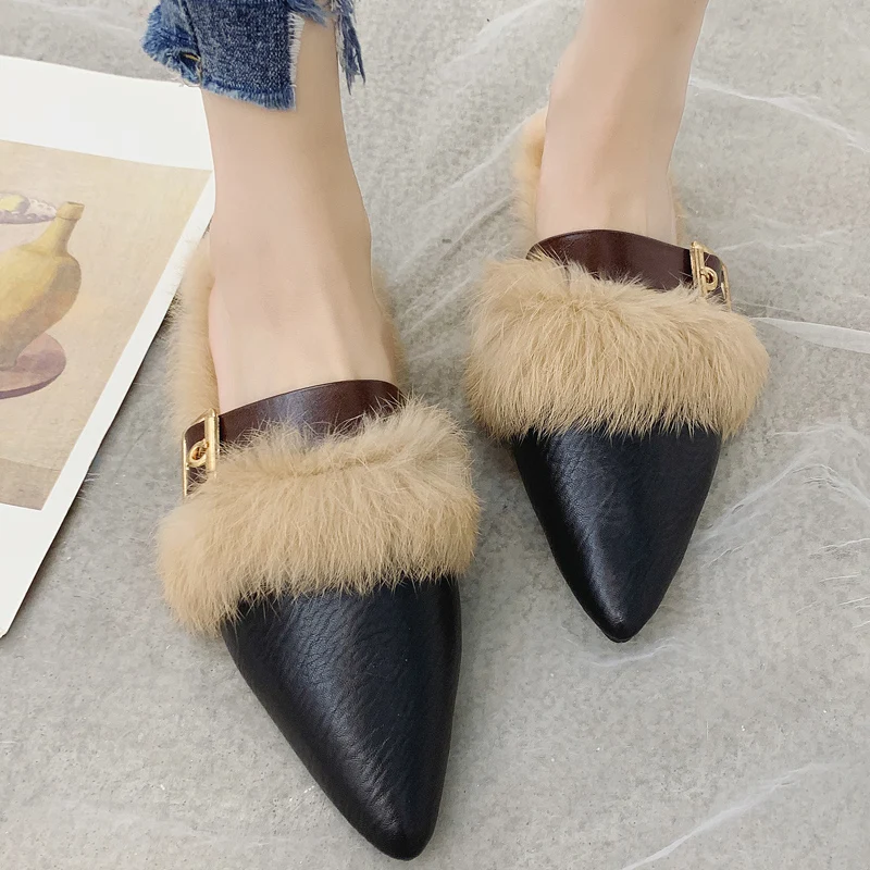 Тапочки с натуральным мехом Женская обувь 2020 Женские меховые тапочки Зимняя