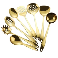 stainless steel 8 pieces kitchen utensils set gold black rose gold rainbow cooking utensils set