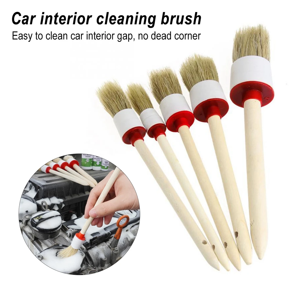 

Car Side Seam Detail Brush Cleaning Brush For Air Outlet Engine Air Conditioner Washable Round Head Wooden Soft Brush