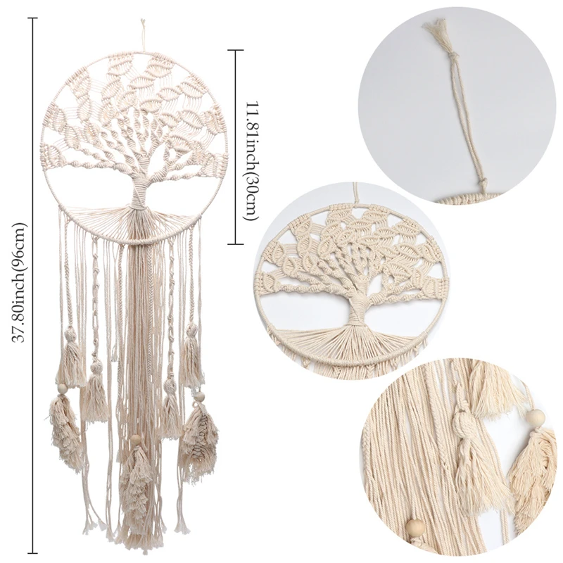 Макраме Ловец снов Древо жизни хлопковый Бохо с кисточками ручная работа
