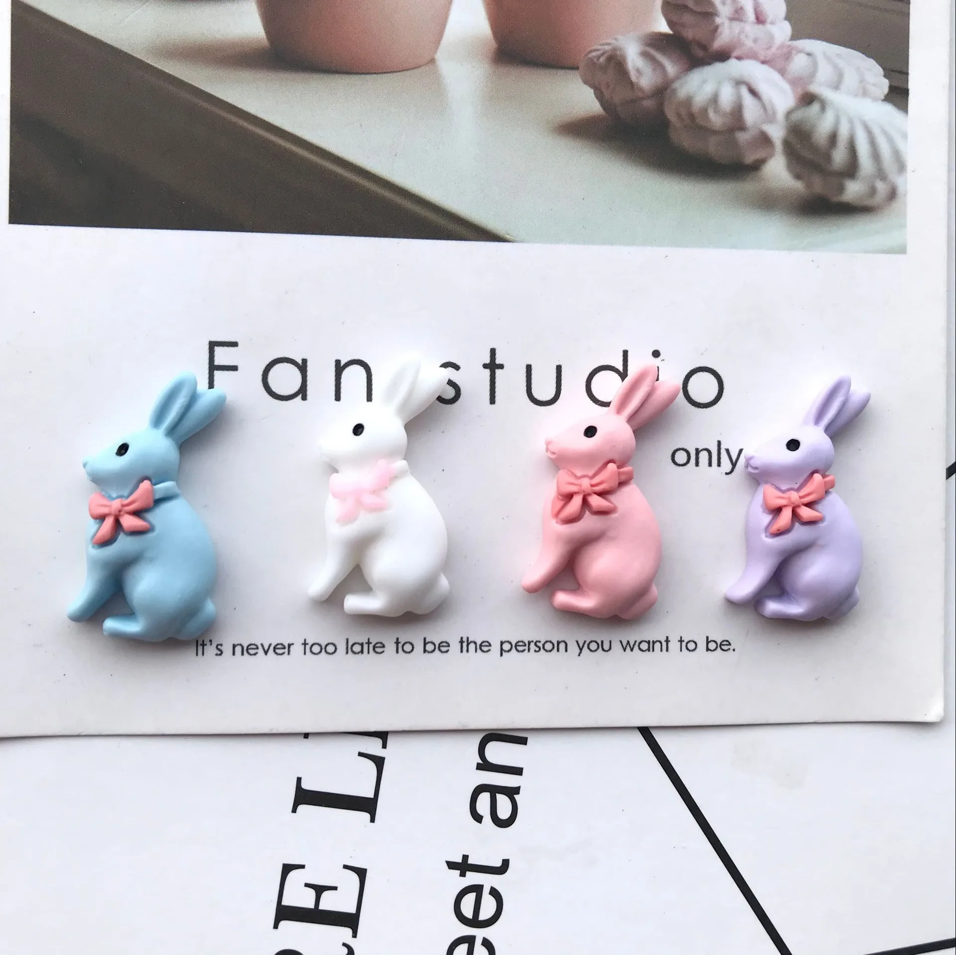 10 шт. 15*26 мм плоские пластмассовые кабошон милый кролик для украшения DIY