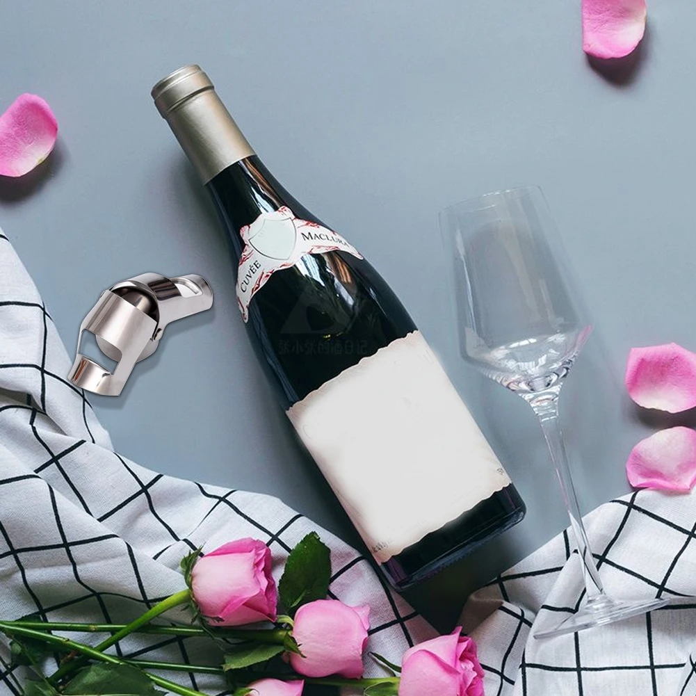 

1pc Bar Inflatable Brand New Sparkling Stainless Steel Champagne Stopper Bottle Stopper Button Anti-skid Red Wine Wine Stopper