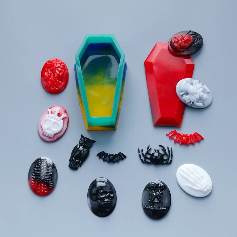 Силиконовая форма сделай сам для Хэллоуина Прозрачная с черепом паука подвеска