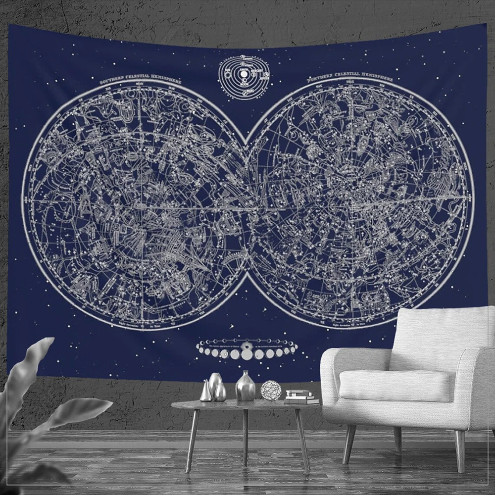 

Psychedelic Strry Sky Constellation Compass Mandala Tapestry Wall Hanging Celestial Wall Tapestry Hippie Wall Carpets Dorm Decor