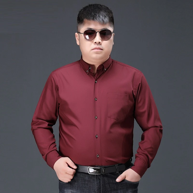 Высококачественные мужские рубашки с длинным рукавом больших размеров оверсайз