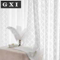modern plaid tulle window treatments curtains for living room white sheer voile curtian for bedroom drape blind wedding decor