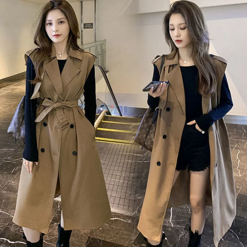 Woman Solid Blends Female Long Vests Trench Double Breasted Lapel Belted Trench Ladies Casual Autumn Winter Jacket Outerwear A40
Woman Solid Blends Female Long Vests Trench Double Breasted Lapel Belted Trench Ladies Casual Autumn Winter Jacket Outerwear A40