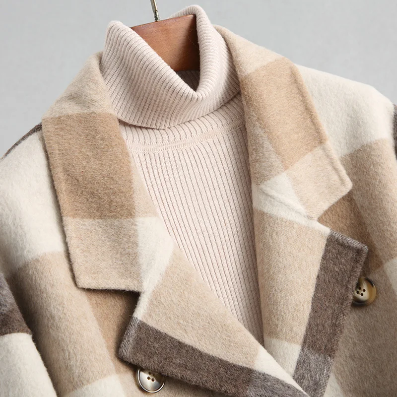 Зимнее женское пальто из натуральной шерсти двухстороннее шерстяное и куртки