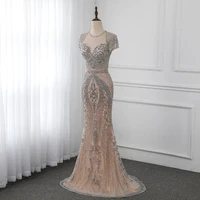 2021 luxury handmade rhinestones long evening dresses cap sleeve mermaid formal gown runway fashion gowns yqlnne