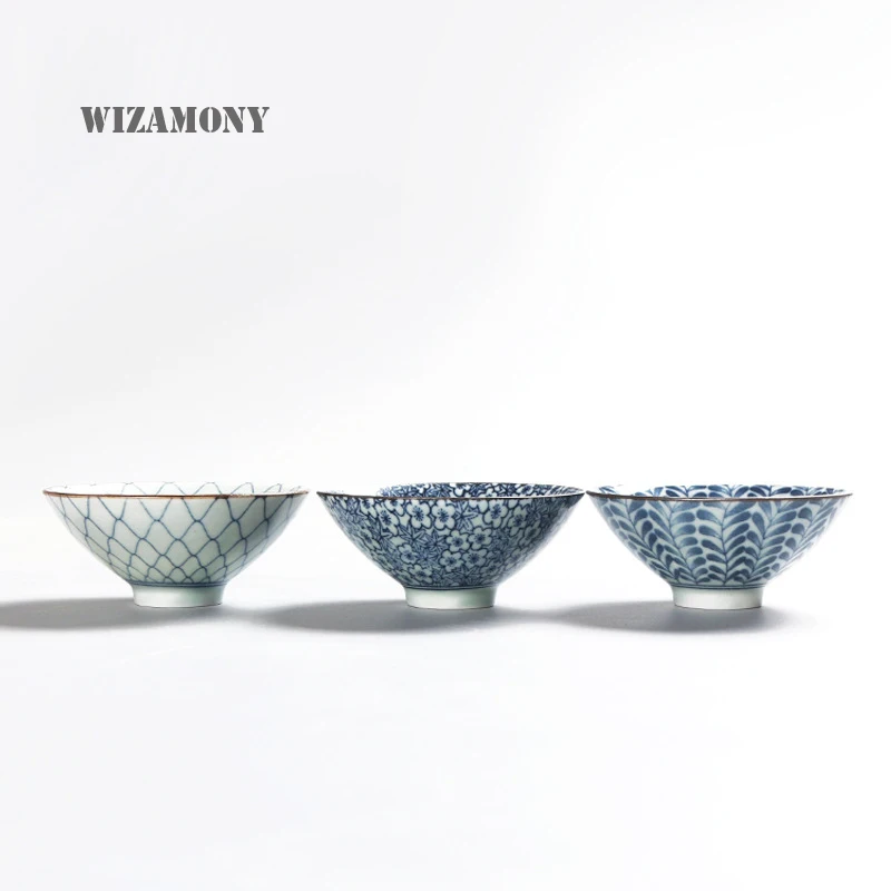 1 pcs WIZAMONY 50ML Hand Painted Teacup Tea Set Blue and White Chinese Celadon Porcelain High Quality Free Shipping | Дом и сад