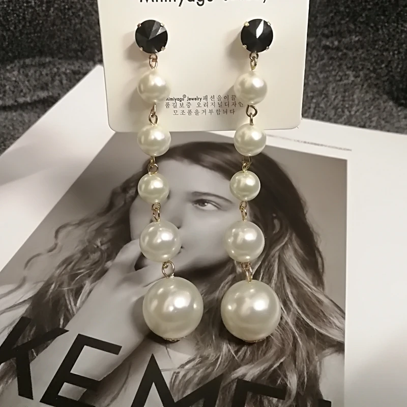 Длинные серьги с искусственным жемчугом для женщин brincos grandes fashion para mulhere perlas boucle d'oreille femme