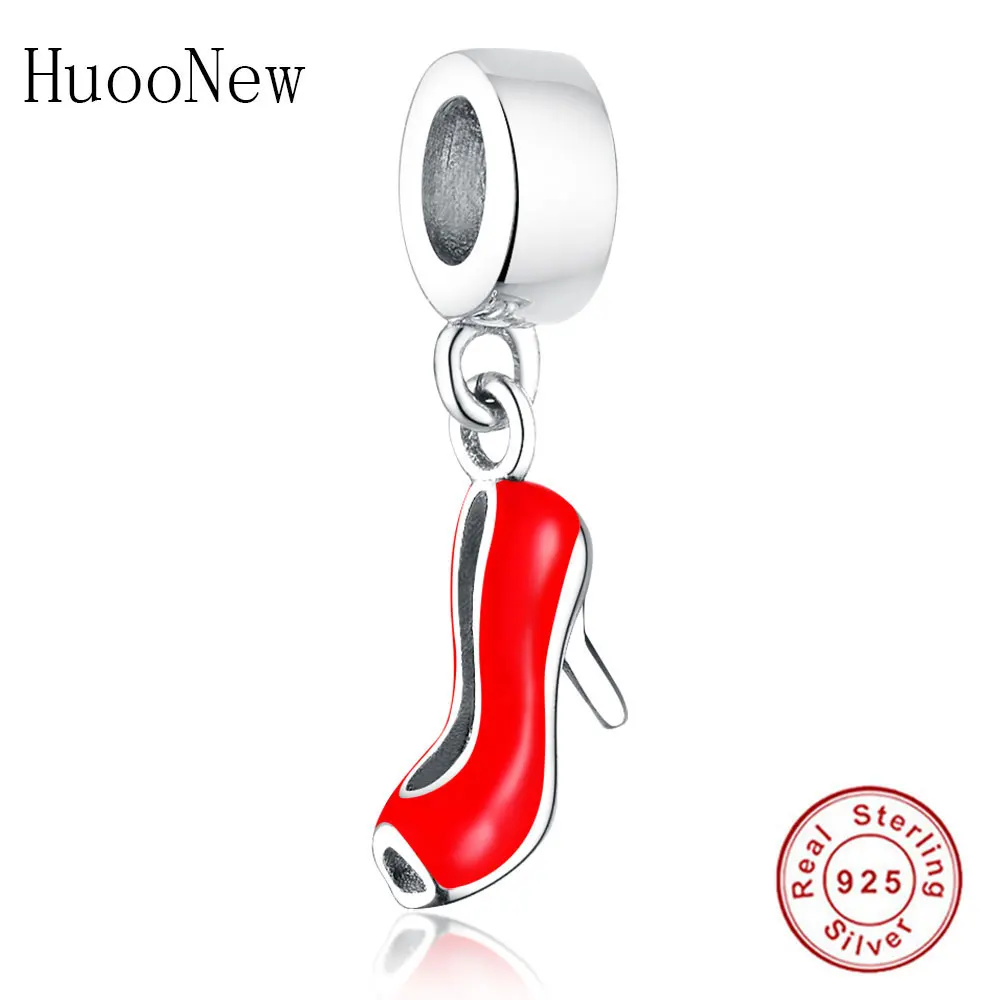 Подвеска женская из серебра 925 пробы с красной эмалью на высоком каблуке |