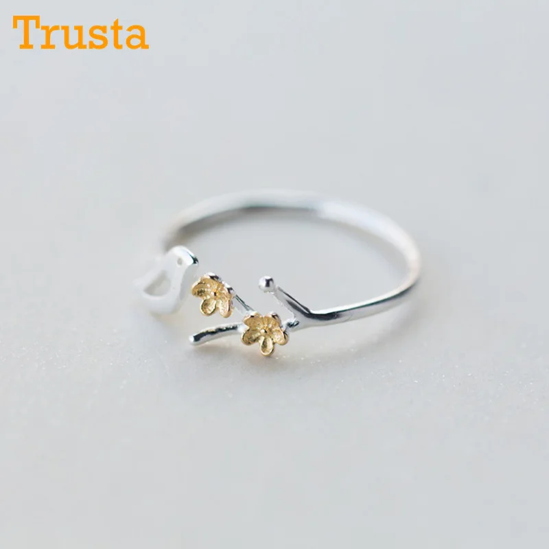 Женское коктейльное кольцо Trusta украшение из 100% серебра 925 пробы с листьями и