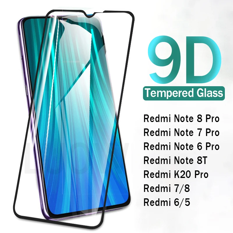 Фото 5D закаленное стекло для Xiaomi Redmi Note 8 7 6 5 Pro 8T 9 9s Защитное экрана K20 стекло|Защитные