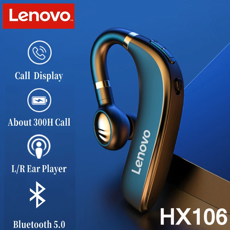 Оригинальные беспроводные Bluetooth наушники Lenovo HX106 Pro с ушным крючком 5 0 вкладыши