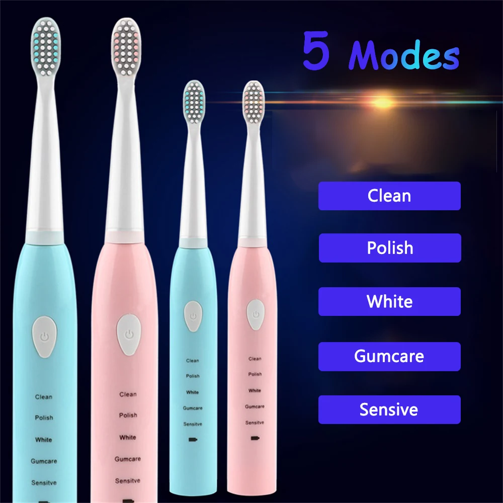 Мощная Электрическая зубная щетка USB перезаряжаемая ультразвуковая звуковая