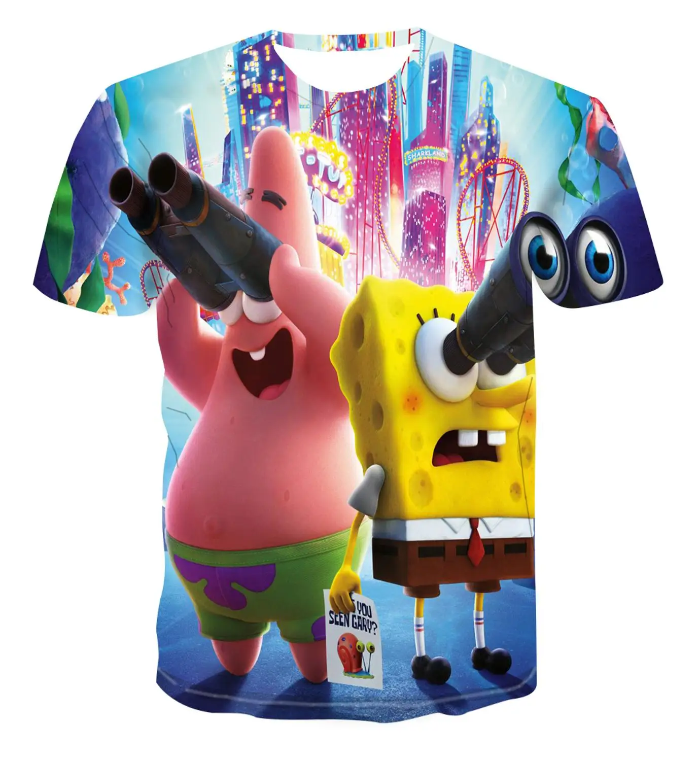 Летние 3D детская одежда с рисунком футболки рисунками из мультфильмов круглым