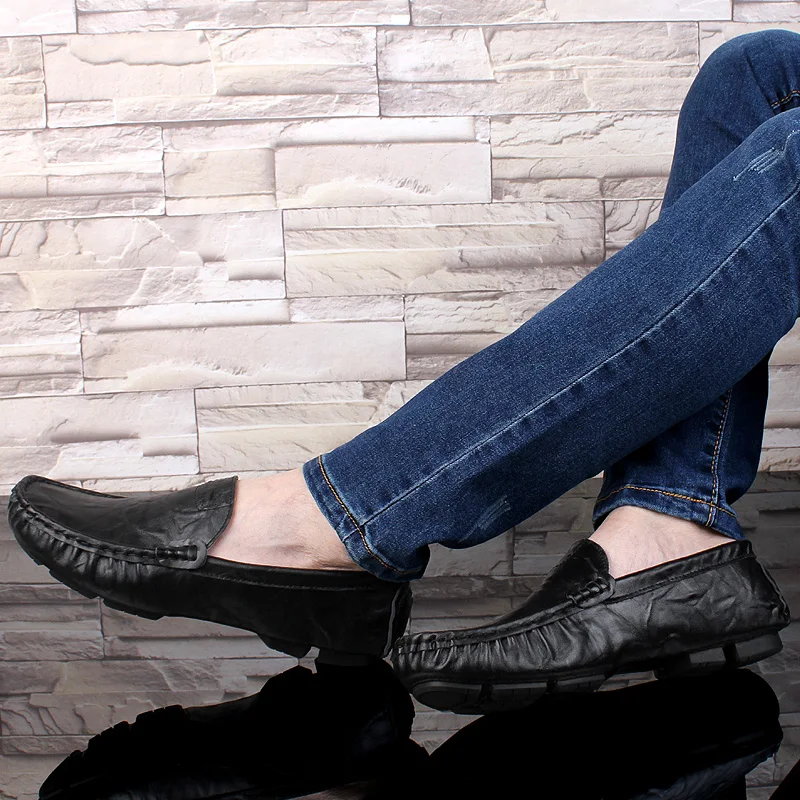 

Brand Men genuine Leather Shoes Luxury Casual shoes Men Loafers Moccasins sneakers Breathable Slip on Men Shoes big size 48