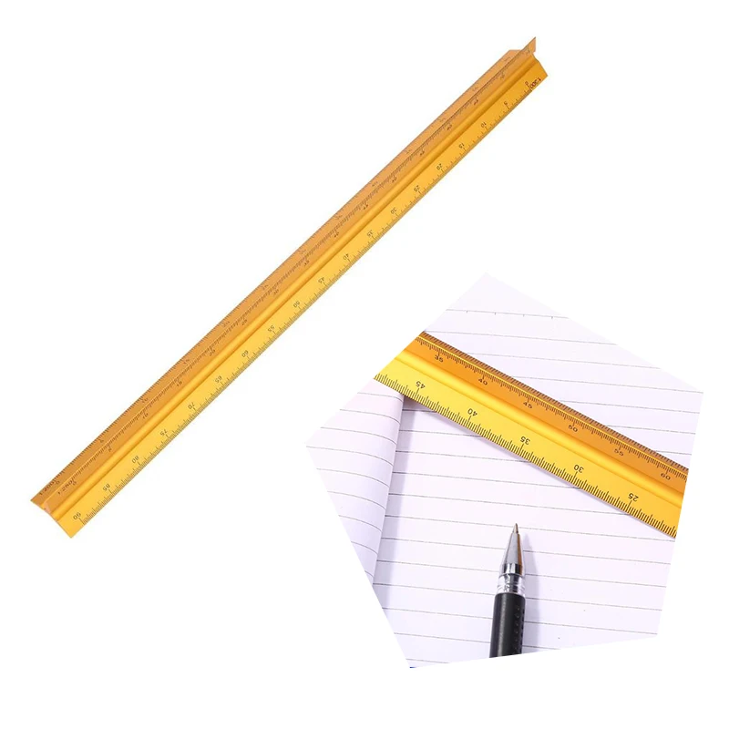 Треугольная металлическая масштабная линейка инженеров техническая