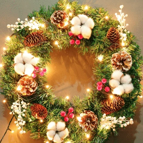 Christmas Wreath Nut &amp Cotton Door Decoration | Дом и сад